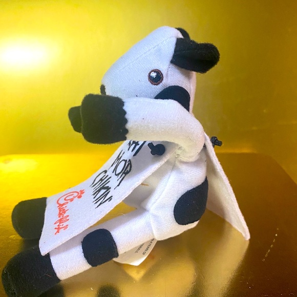 CHICK-FIL-A  PROMOTIONAL COW PLUSH WEARING DOUBLE-SIDED SIGN EAT MOR CHIKIN 2002 - Picture 9 of 15
